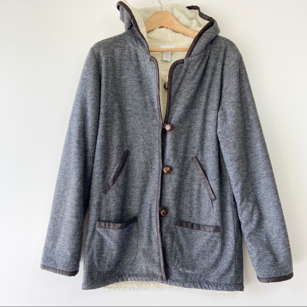 Soft Surroundings Button Up Shearling Wool Coat - image 1